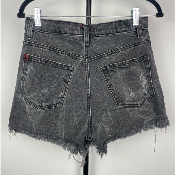 Urban Outfitters BDG Distressed Washed Black Girlfriend High Rise Denim Shorts - Picture 3 of 5